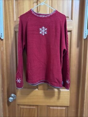 Woolrich Red Snowflake Crewneck Sweater